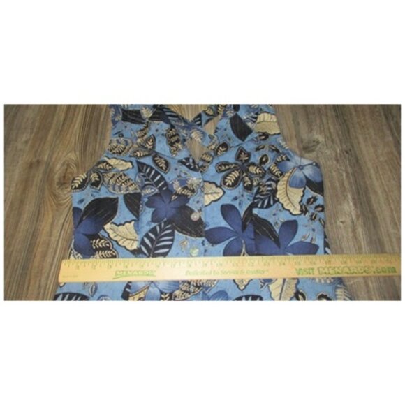 Coldwater Creek Blue Floral Button Up Cross Back Maxi Dress Size 12 Linen Rayon - Picture 9 of 12